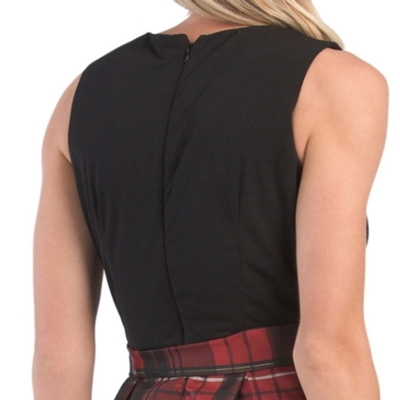 𝅺Chetta B. Plaid Mix Media Tie Front Holiday Dress - Picture 4 of 5